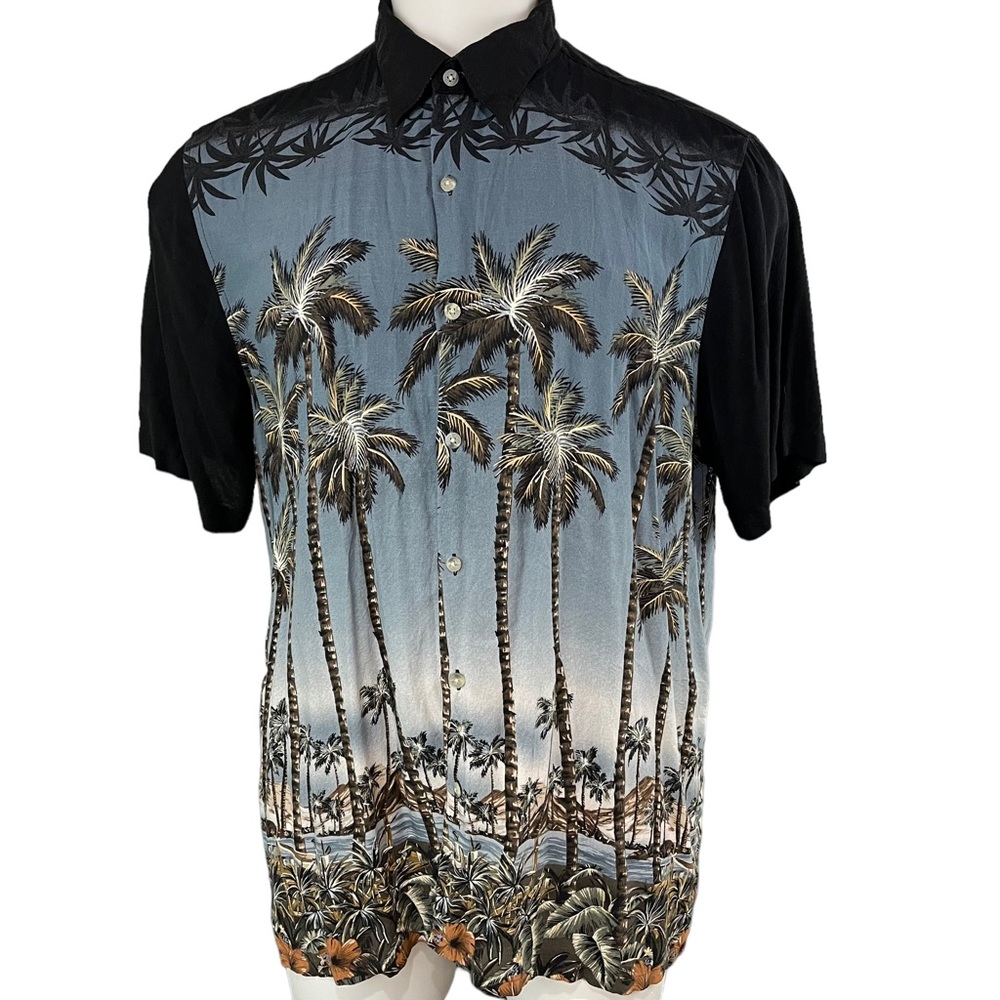 Croft Barrow Shirt Adult XL Hawaiian Button Up Short Sleeve Palms Rayon (269)